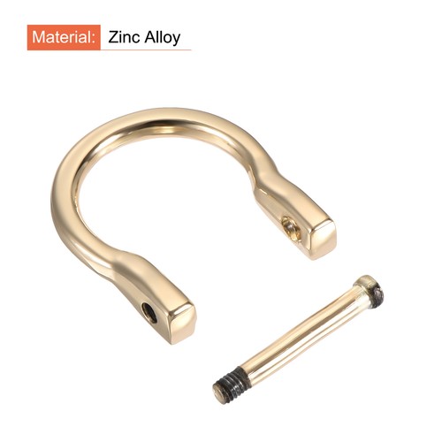 23mm(0.91") U Shape Horseshoe D-Rings Screw-in Shackle Buckle Gold Tone 4pcs - Picture 4 of 6