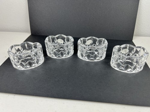 GORHAM KING EDWARD CRYSTAL NAPKIN RINGS Full Lead Crystal Set of 4 - Picture 6 of 11