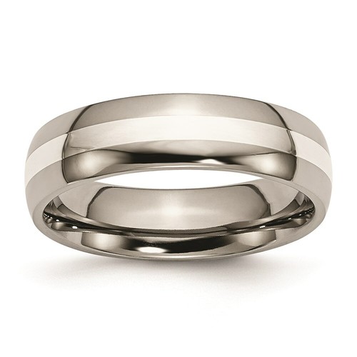 Titanium Sterling Silver Inlay 6mm Polished Band - Picture 16 of 23