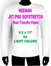 INKJET IRON ON HEAT TRANSFER PAPER NEENAH JETPRO SOFSTRETCH 8.5 X 11" - 3 PK