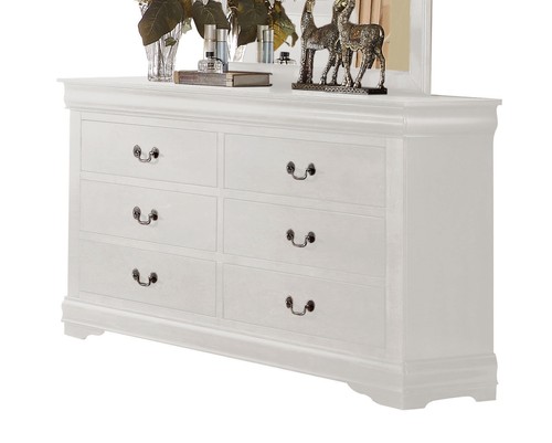 57" White Solid Wood Six Drawer Double Dresser - Bild 1 von 7