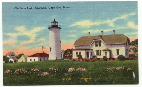 Cape Cod MA Chatham Light House Linen Postcard Massachusetts