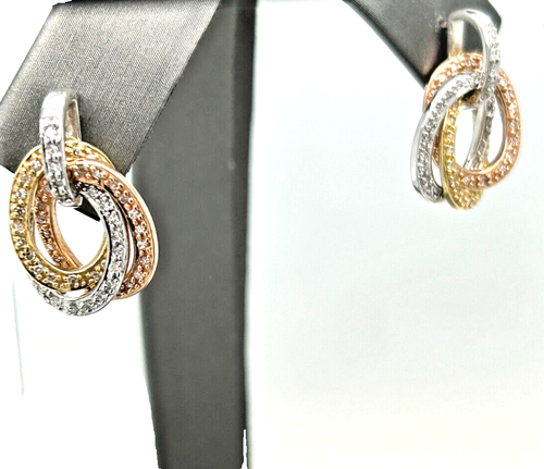 14k Gold Diamond Earrings Omega Backs - Picture 5 of 13