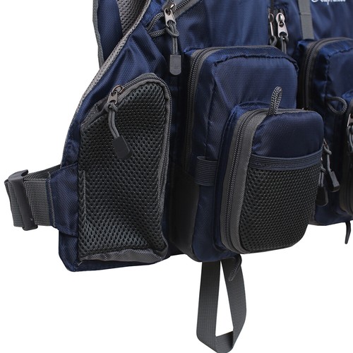 Fly Fishing Vest Adjustable Breathable Mesh,Lightweight Packable - Blue,One Size - Picture 5 of 13