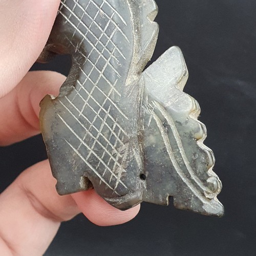 AA Antique Stone carving Jade stone Dragon Figurine Amulet Bead Pandant - Picture 11 of 12