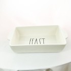 Rae Dunn Ceramic Loaf Pan "Feast" Farmhouse Rustic Neutral