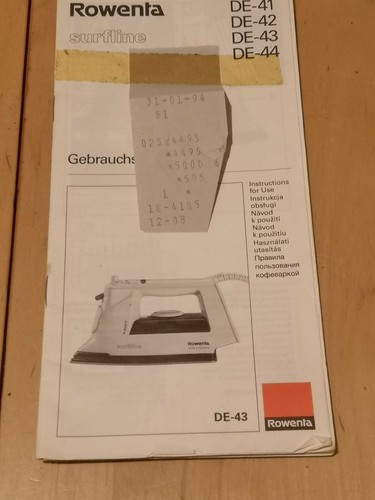 Rowenta Surfline DE-43 Dampfbügeleisen, Dokumente + Karton, gebraucht, geprüft! - Bild 5 von 7