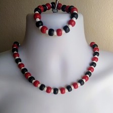 Red, Black  White Large Pony Bead Kandi Necklace-EDC-RAVE-FESTIVAL-EDM-PLUR