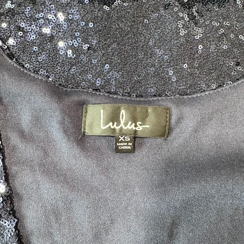 Abito donna Lulus Navy Light Up Night Navy paillettes manica corta scollo a V cambio TG XS - Foto 4 di 15