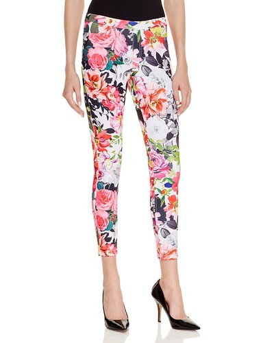Hue Leggings Floral Luster Twill MultiColor Skimmer Leggings XS, S, M - Picture 3 of 5