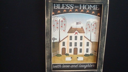 Primitive Country Print **BLESS our HOME with Love and Laughter** 9 12/" x 7" - Picture 2 of 2