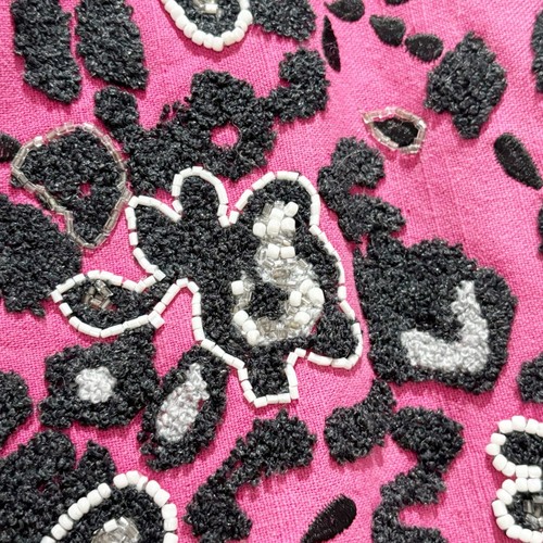 Z GALLERIE Set Of 2 Pink Black Cheetah Print Beaded MIRAVAL Pillow Covers - Picture 3 of 8
