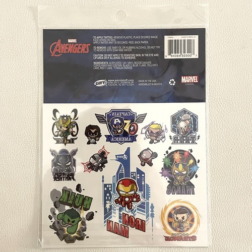 Marvel Avengers Tattoos Temporary 24 Ct New Hulk Iron Man Panther Superhero New - Picture 2 of 2