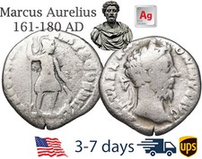 Ancient Roman Empire Coin Silver Denarius Marcus Aurelius 161 180 AD #21399
