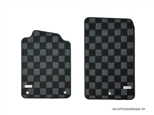 P2M Checker Race Floor Mat for Chevrolet Corvette C5 97-04 Front Only Dark Grey - Picture 3 of 6