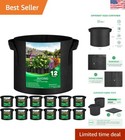 12 Durable 10 Gallon Round Grow Bags - Breathable Non-Woven Fabric Planters