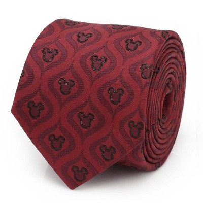Disney Mickey Mouse Holiday Metallic Black Silk Men's Tie