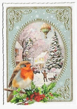 Postcard Glitter Tausendschoen Merry Christmas Robin Postcrossing
