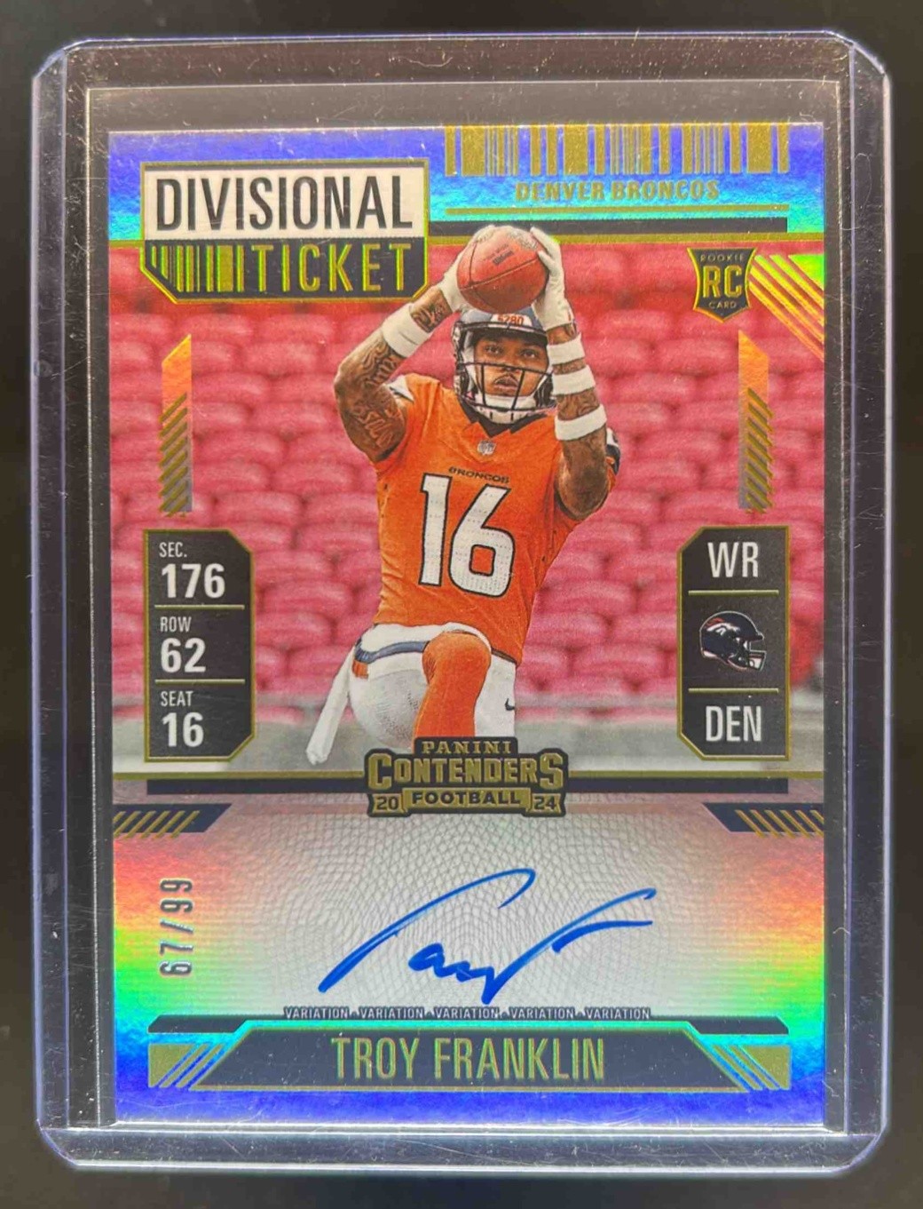 2024 Contenders Troy Franklin Rookie Ticket Variation Auto Divisional VAR #67/99