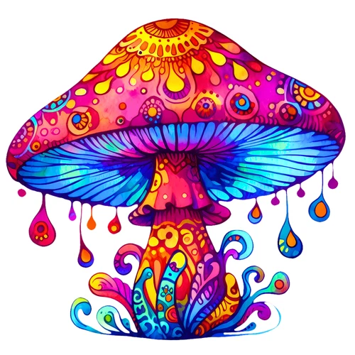 Psychedelic Magic Mushroom Groovy Trippy Self Adhesive Vinyl Sticker