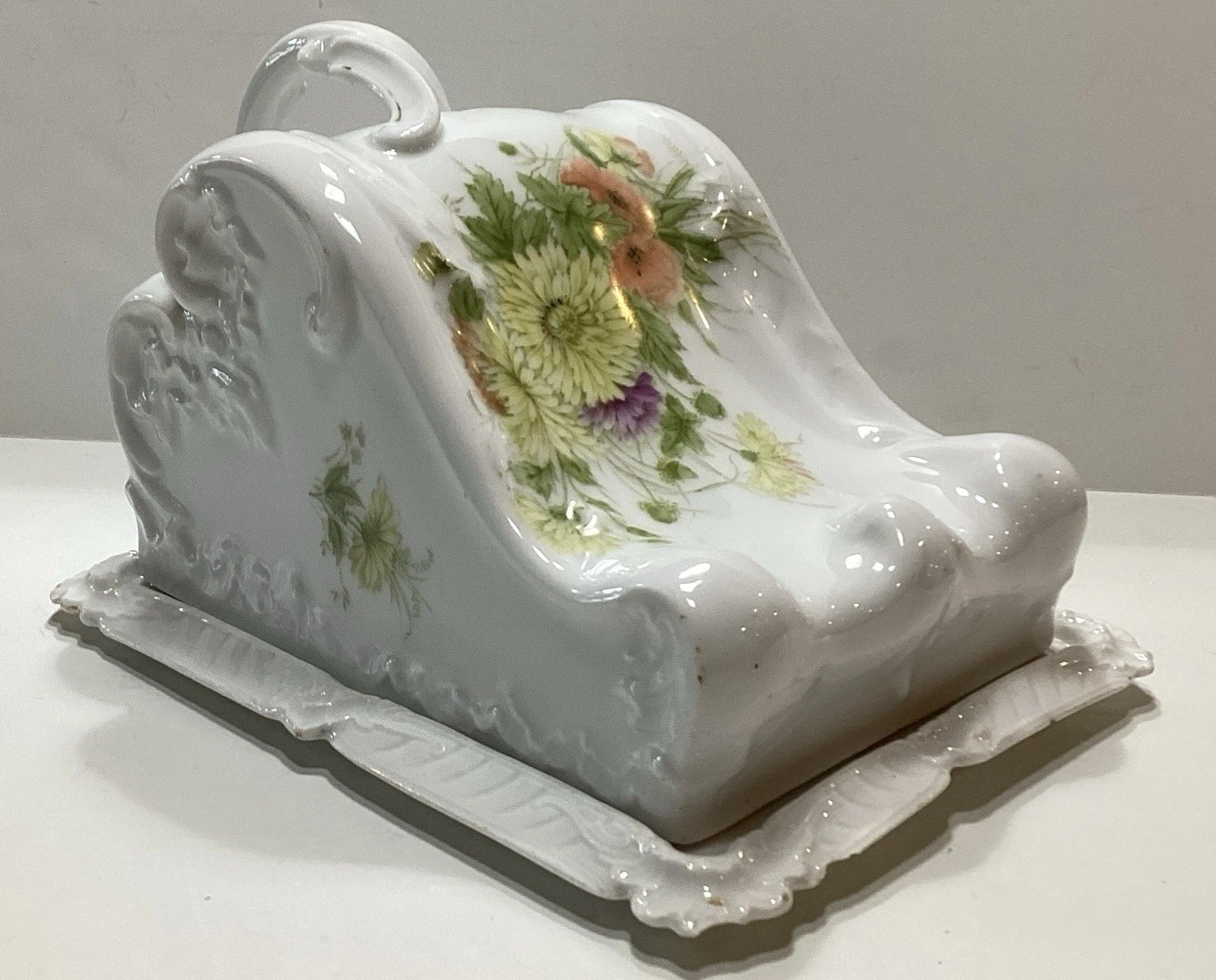 Antique Mitterteich Porcelain China Cheese Dish/ Keeper Germany