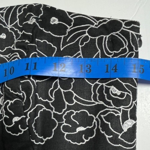 Loft Size 2 Black Linen Strapless Dress Embroidered Cocktail Party - Picture 11 of 12