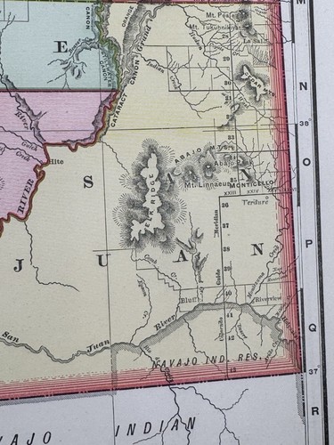 1898 Map UTAH Rand McNally 21.5" x 14.5" Page, Each COUNTY Colored - Picture 15 of 17