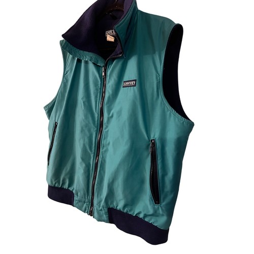 Vintage Lands End Men’s Jacket Vest Adult Large Green Puffer Zip Up Made In USA - Picture 3 of 5