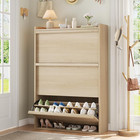 Shoe Cabinet with 3 Flip Drawers, Modern Shoe Storage for Entryway, Wooden Shoe 