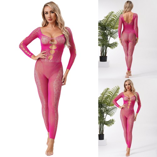 Damen Einteiler Bademode Overall Erwachsene Bodystockings Langarm Bodysuit - Bild 60 von 114