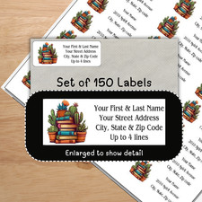 150 Book Stack Cactus Flower Succulent Mailing Return Address Labels Personalize