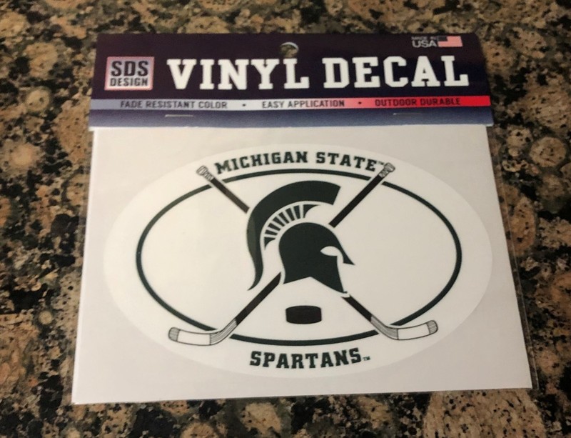 MICHIGAN STATE UNIVERSITY SPARTANS ICE HOCKEY 6"x4" WHITE OVAL DECAL STICKER MSU
