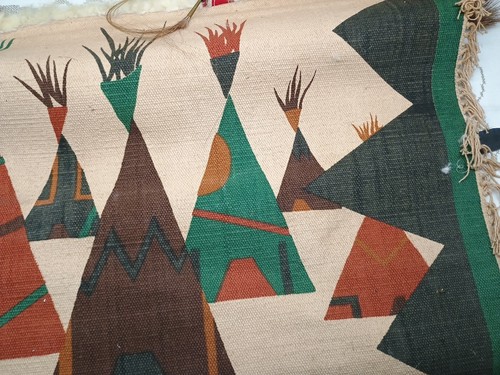 Vintage Native American Hand Woven Tapestry With Arrow Teepee Design Textile - Picture 6 of 8