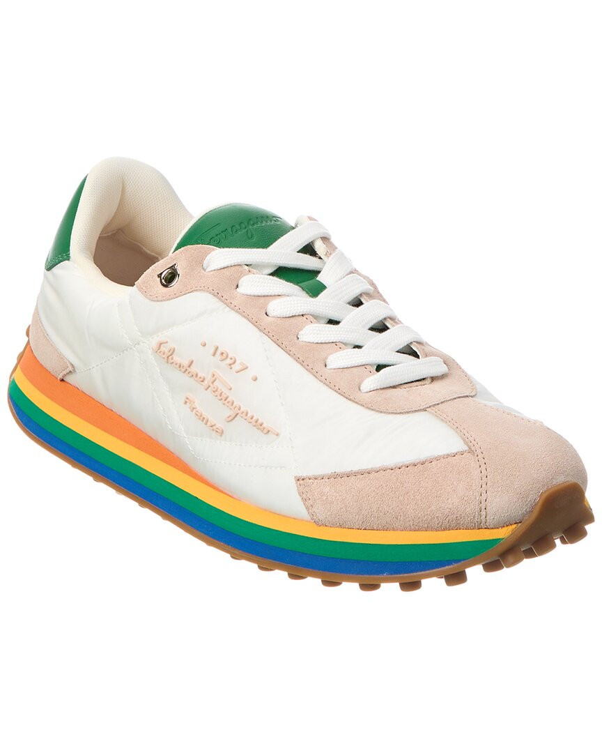 Мужские кроссовки из стеганой парусины и замши Ferragamo 84090₽