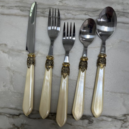 Set (6) Vintage Hampton Silberschmiede Perlmutt Griff Silberbesteck Besteck - Bild 10 von 17