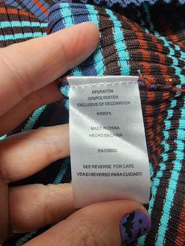 Women's Madden NYC Striped Sweater With Circle Cutouts Size L Large Multicolor - Picture 6 of 7