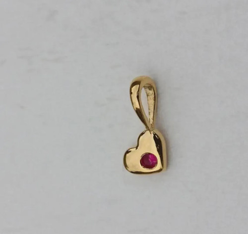 Heart Charm Pendant Ruby Gemstone Pendant Solid 14k Gold Pendant Gold HeartCharm - Picture 3 of 5