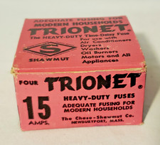 Vtg NOS 4 Trionet Shawmut Glass Screw-in Fuses 15 Amp Original Box