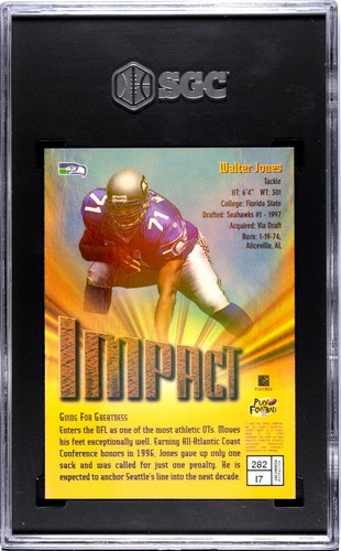 1997 Finest Silver Refractor #282 Walter Jones RC SGC 8 NM/MT Seattle HOF ROOKIE - Foto 2 di 2