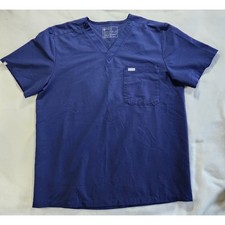 FIGS Men's Size XL Technical Collection Scrub Top FM1500 Navy Blue Three Pocket
