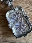 Sterling Silver Marcasite Carved Mother Of Pearl Necklace Removable Pendant — photo 3