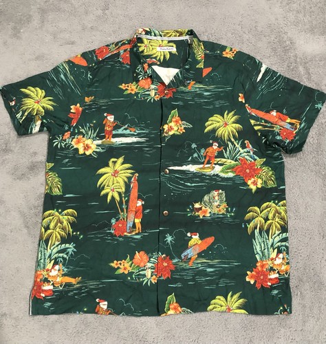 Tommy Bahama 2XL 100% Seide Loop Camp Kragen Hemd Weihnachten Santa Surfen Blumen - Bild 2 von 9
