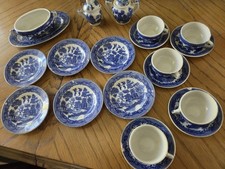 Occupied Japan lot of Miniature Childs BLUE WILLOW Tea set 22 Piece
