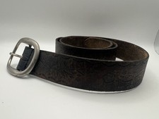 Aeropostale 4916 Belt Brown Tooled Leather Silver Buckle Western Boho Women US M