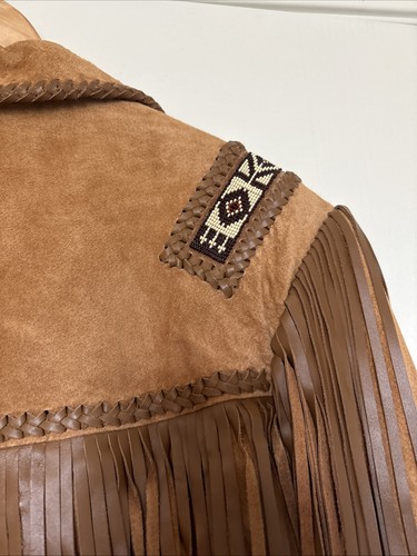 Scully Bead Trimmed Boar Suede Leather Concho Fringe Coat Size 42 - Picture 15 of 23