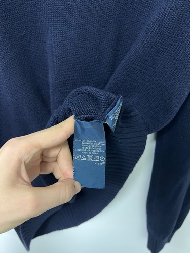 Vintage 90s Polo Ralph Lauren 1/4 Zip Sweater Knit Cotton RL Dark Blue Mens sz M - Bild 10 von 18