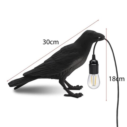 Harz Glück schwarz Vogel Krähe Nachtlicht Nachttisch kreativ Steck Tischlampe - Bild 22 von 27