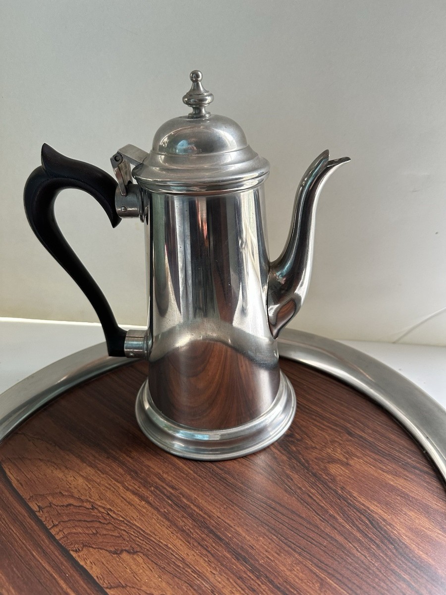 Williamsburg Style Stieff Pewter Coffee and Tea Set with Tray 4