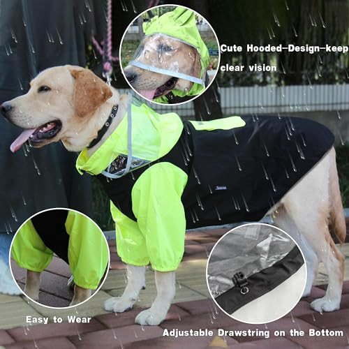 Dog Raincoat,Waterproof Dog Rain Jacket with Leash Hole and Clear Hood, - Picture 6 of 7