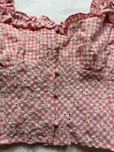 Kirious Los Angeles Pink Elfenbein Gingham Country Crop Top Junior Medium - Bild 3 von 10